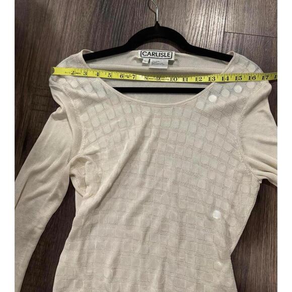 CARLISLE Cream Embellished Long Sleeve Sweater sz L - Picture 3 of 5